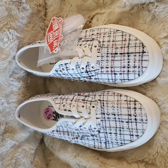 Vans Vault Og Authentic Lx Barneys Tweed beige canvas skater shoes sz 5.5 - Picture 2 of 5